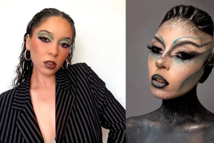 Laura Parra, con un maquillaje social y con uno artístico de ninfa