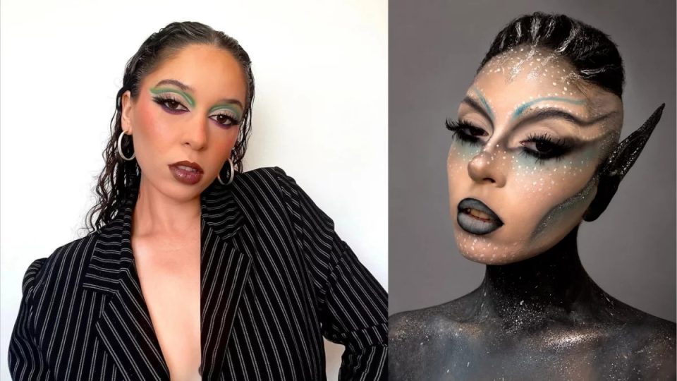 Laura Parra, con un maquillaje social y con uno artístico de ninfa