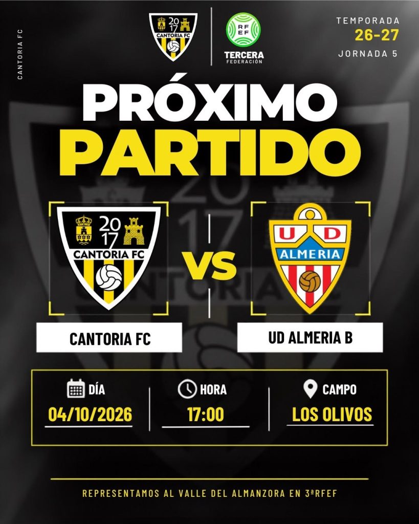 Poster for the match between Cantoria FC and UD Almería B on 4 October