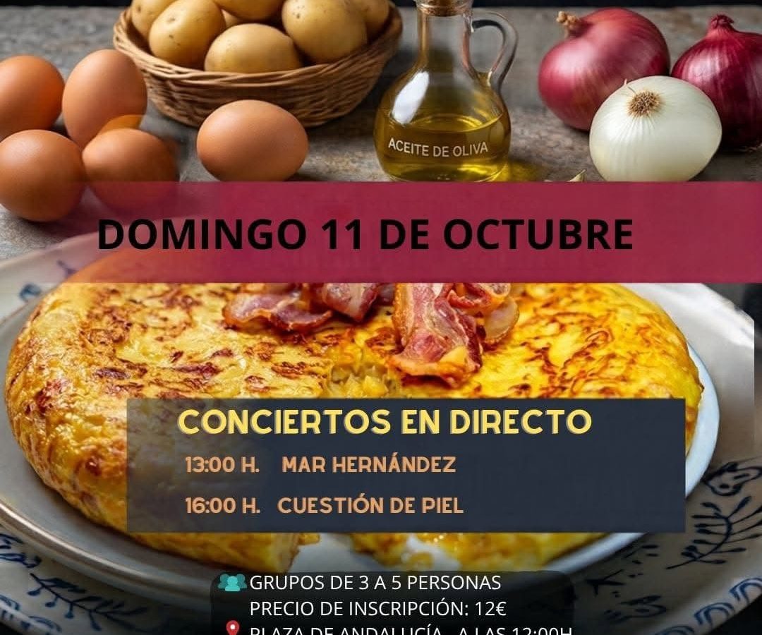 Cartel del VII Certamen de Tortillas de Sierro, con una tortilla de patatas